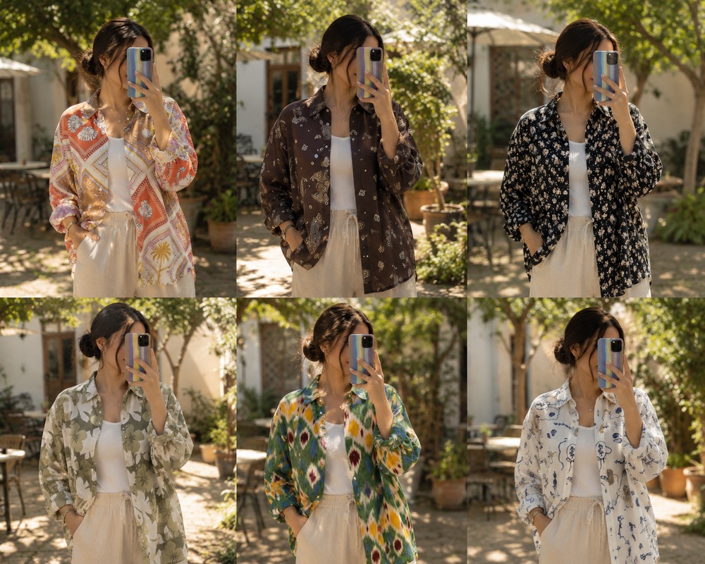 شومیز زنانه  طرح دار برند BERSHKA قواره بزرگ